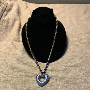 Elegant Blue and gold Heart Pendant Necklace
